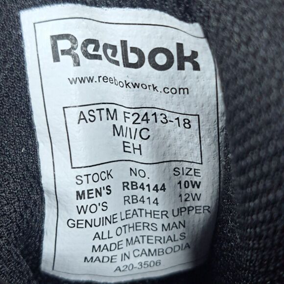 Reebok Sublite Cushion Comp Toe Mid Cut Black WP/SR EH Men's 10 W (Women's 12 W) - Picture 10 of 10